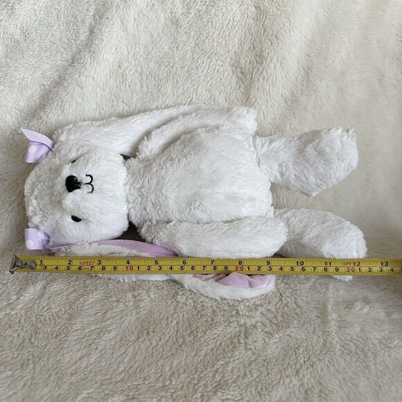 Lambs And Ivy Snowflake Long Eared White Bunny Purple Bows 12” Plush Bedtime - Picture 4 of 6